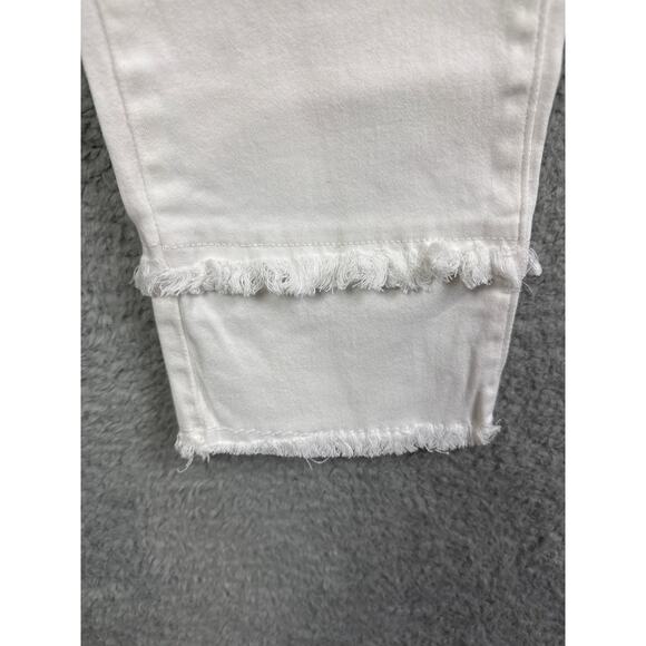 Michael Kors Women's White Denim Jeans Skinny Straight Fit Fringe Hem Size 16 - Picture 7 of 12